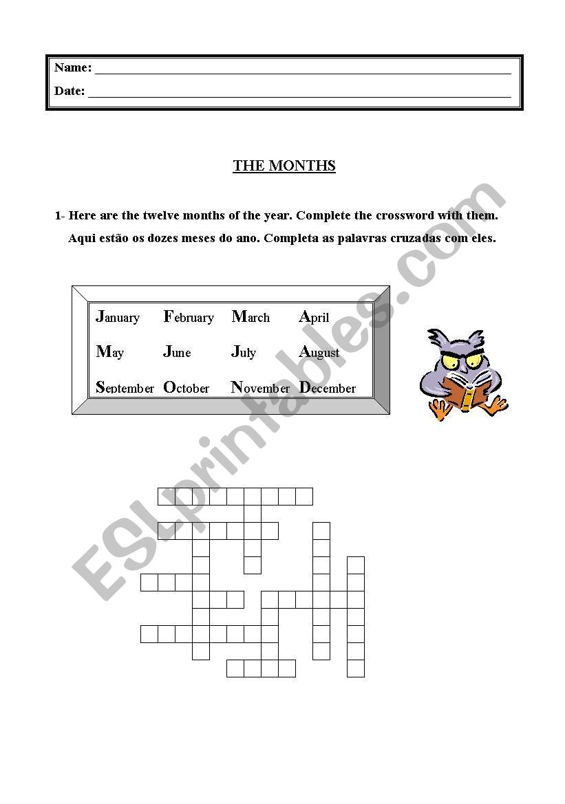 Months worksheet