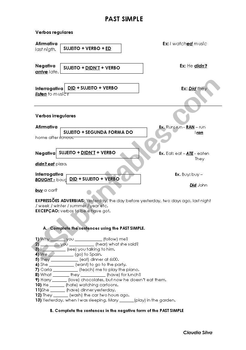 Past simple worksheet