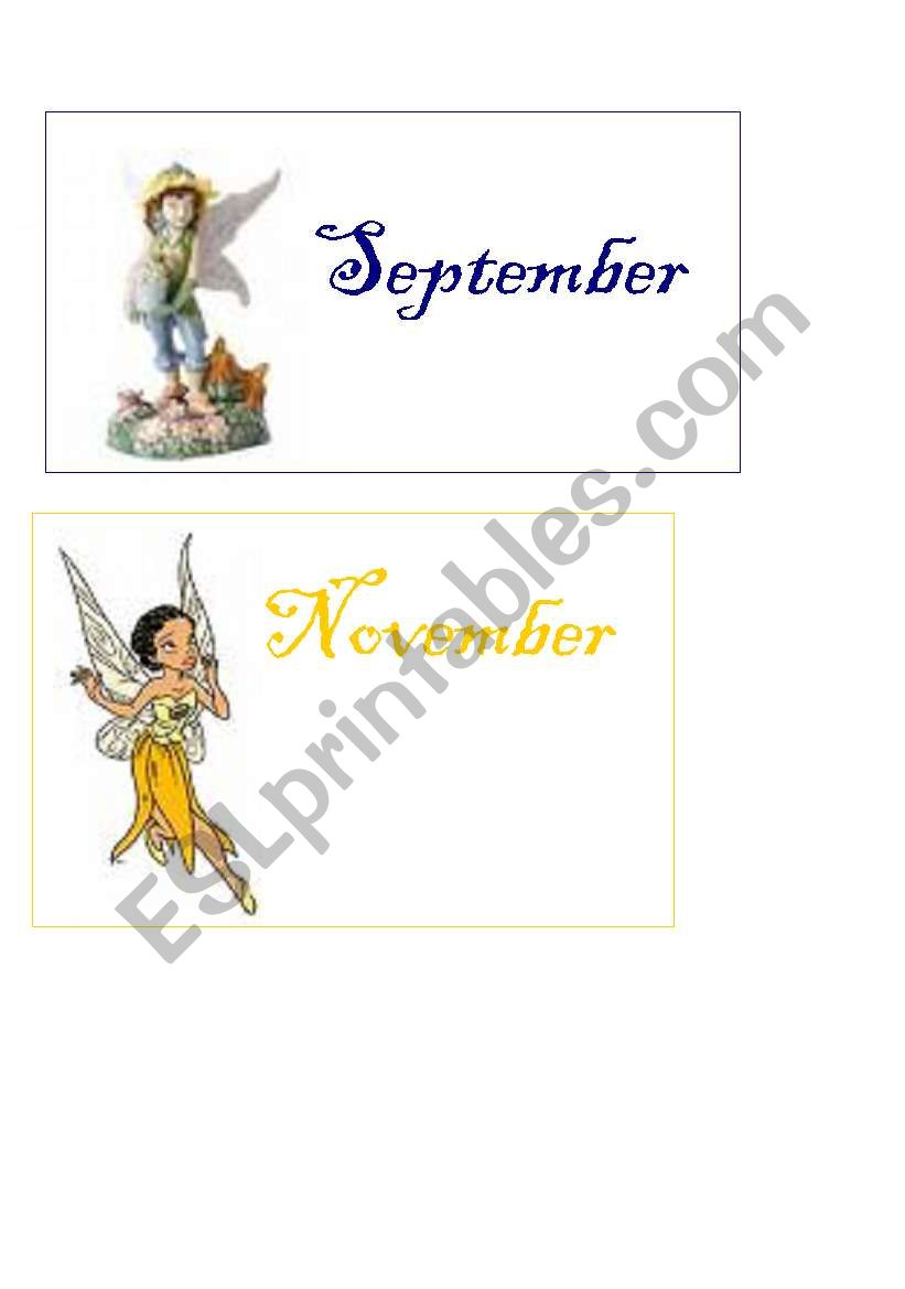 MONTHS FAIRY CARDS 1/6 worksheet