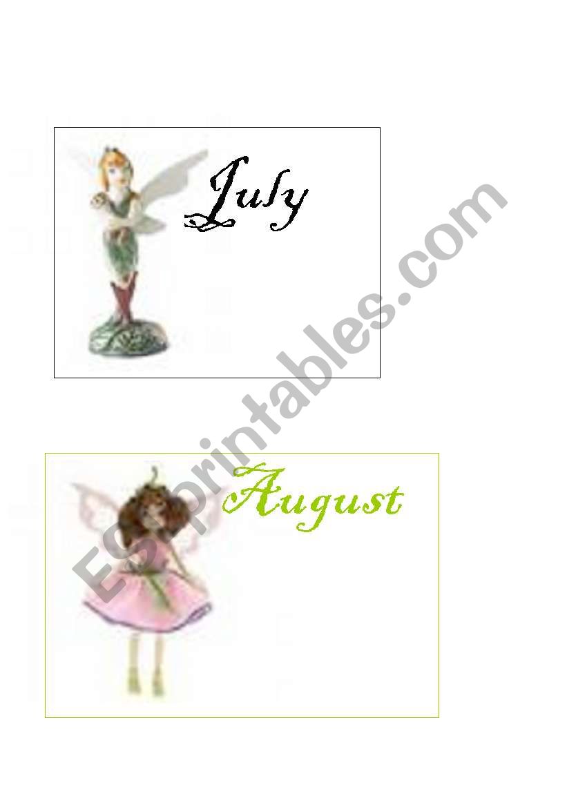 Months Fairy Cards 5/6 worksheet