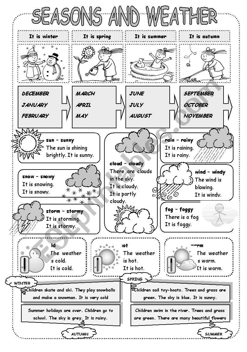 Seasons And Weather ESL Worksheet By Helen vin