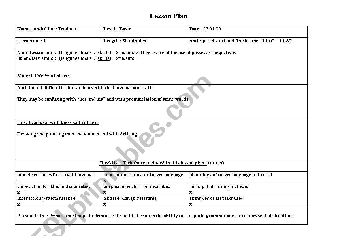 lesson-plan-possessive-adjectives-for-starters-esl-worksheet-by-dedeteodoro