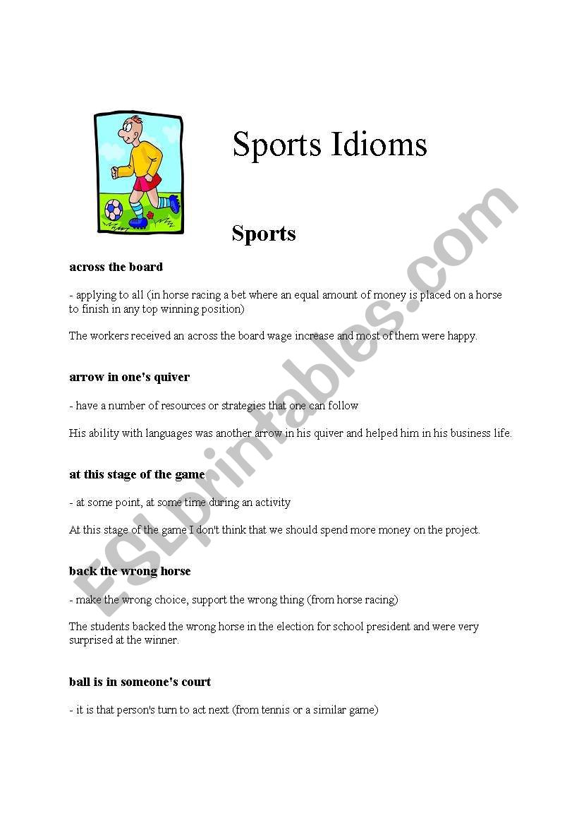 Sports Idioms worksheet