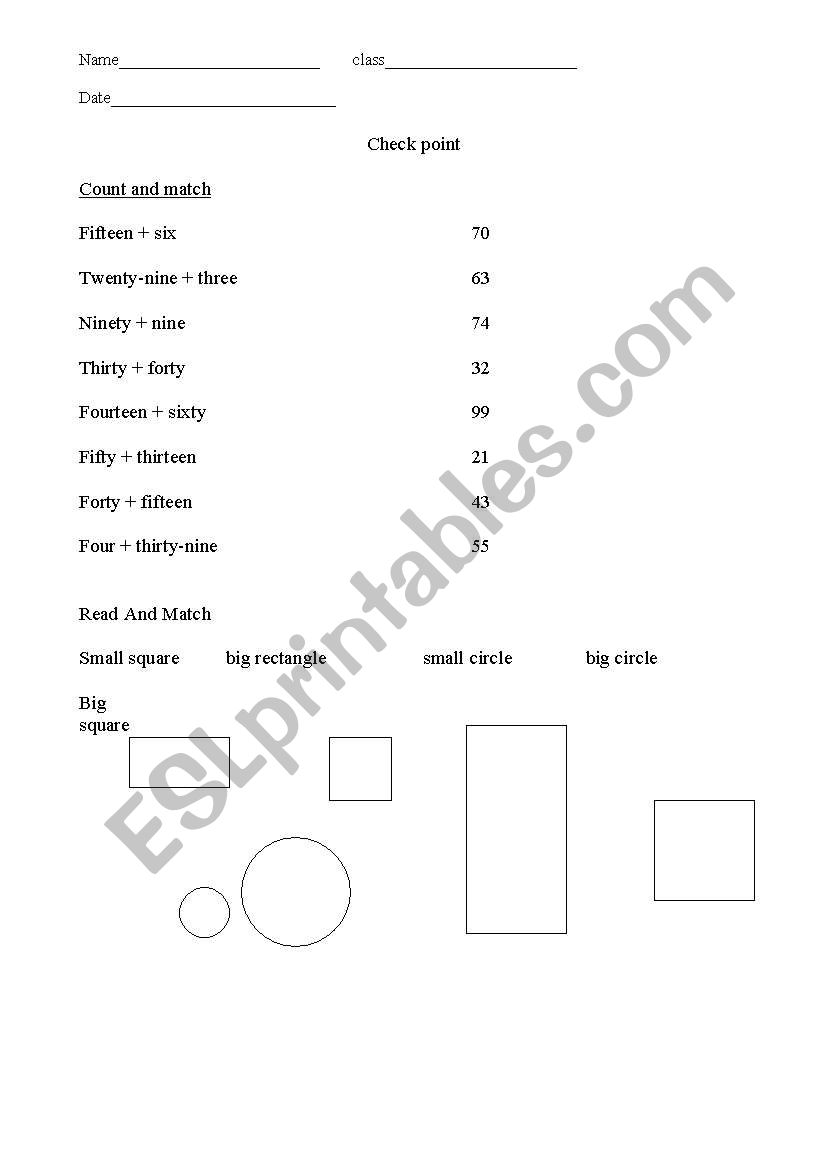 numbers and shapes worksheet