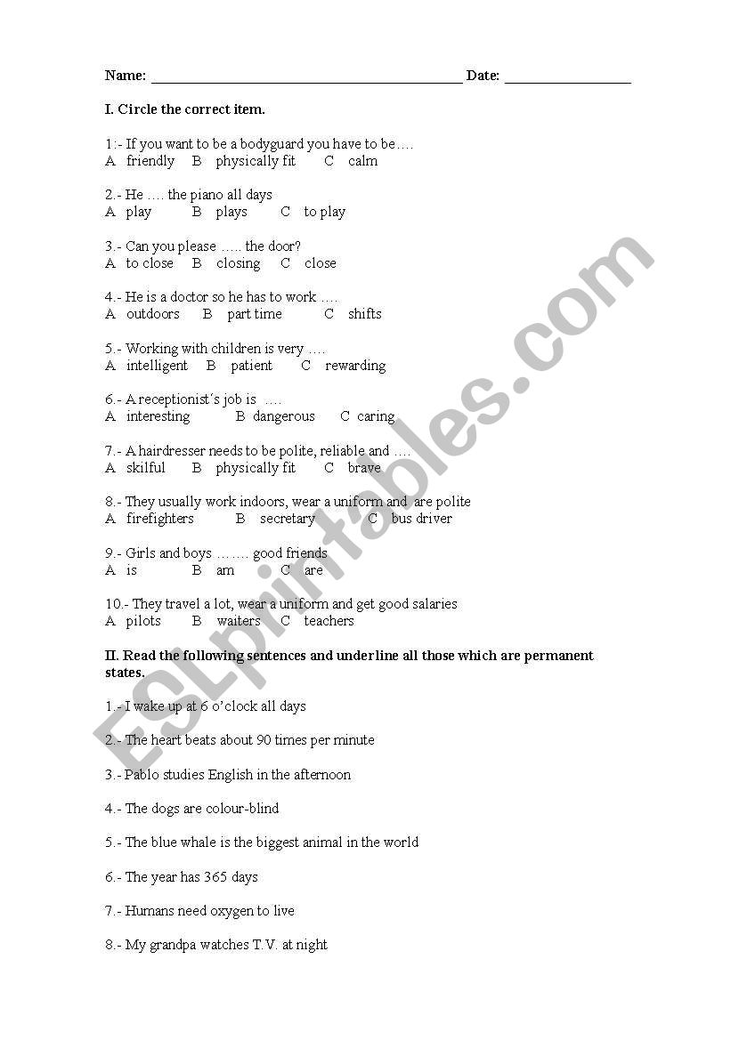 present simple quiz worksheet