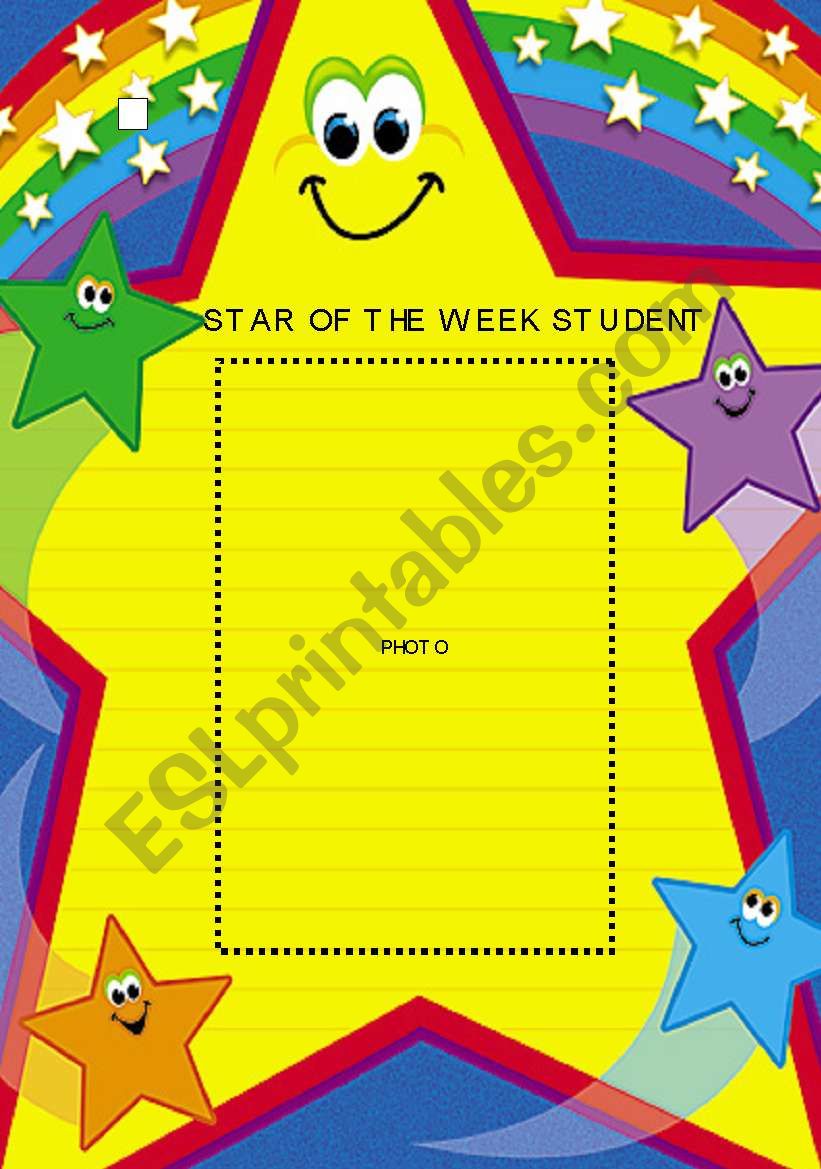 STAR OF THE WEEK STUDENT PHOTO POSTER ESL worksheet by mandm