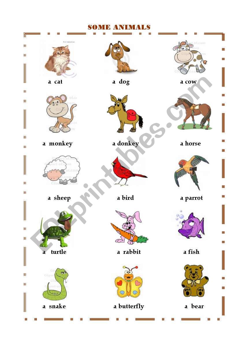 some animals - ESL worksheet by elifmerve80