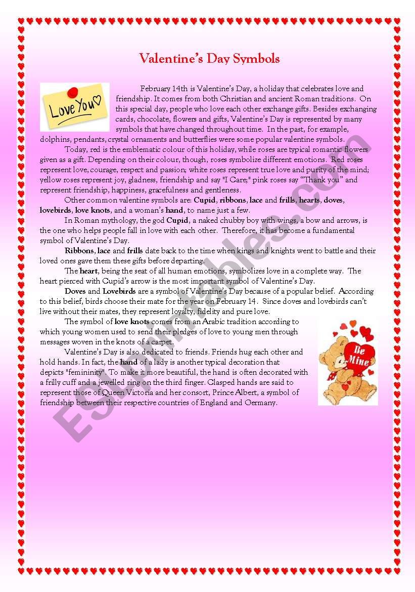 Valentine´s Day Symbols - ESL worksheet by superbabuskina