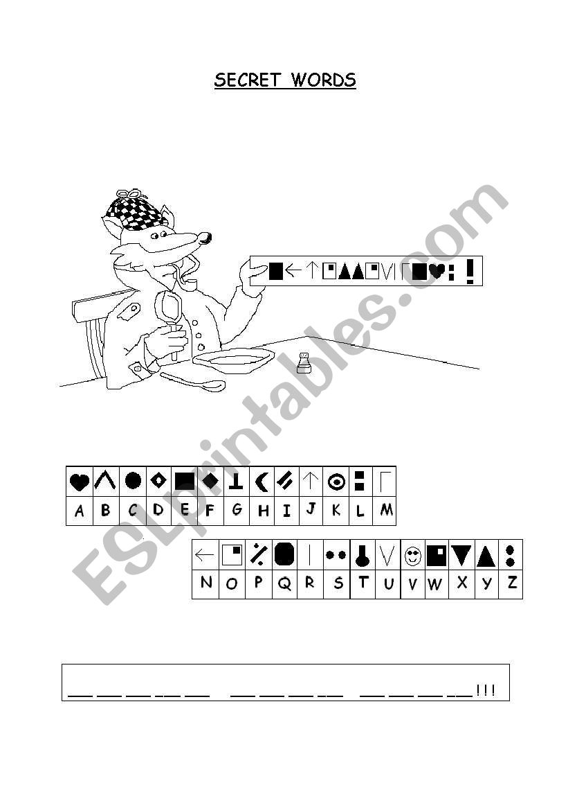 English Worksheets SECRET WORDS