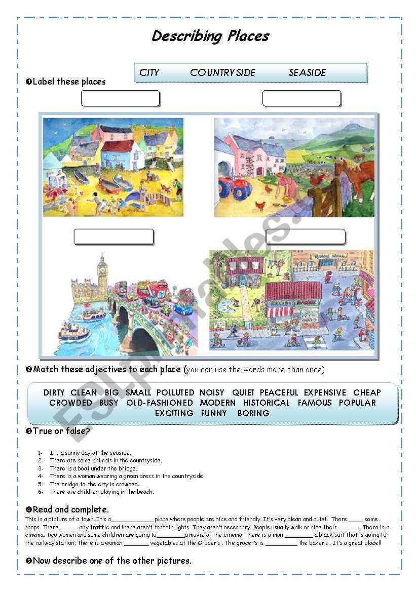 Describing Places Guided Writing Adjectives ESL Worksheet By Andreaewa