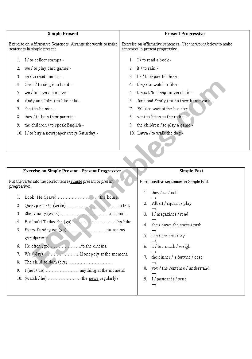 mix of tenses worksheet