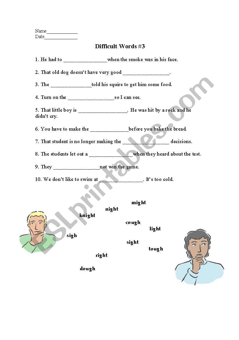 Difficult Words 3 worksheet