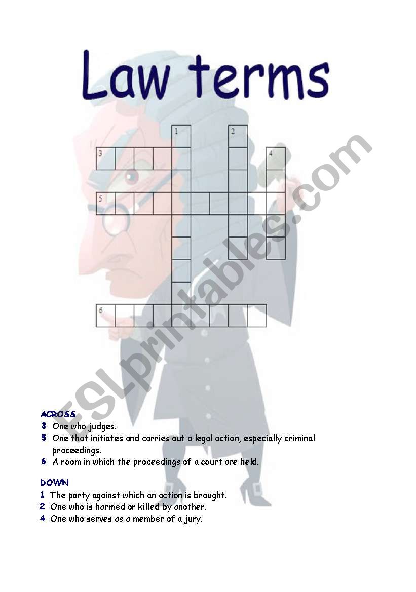 English Worksheets Law Terms 