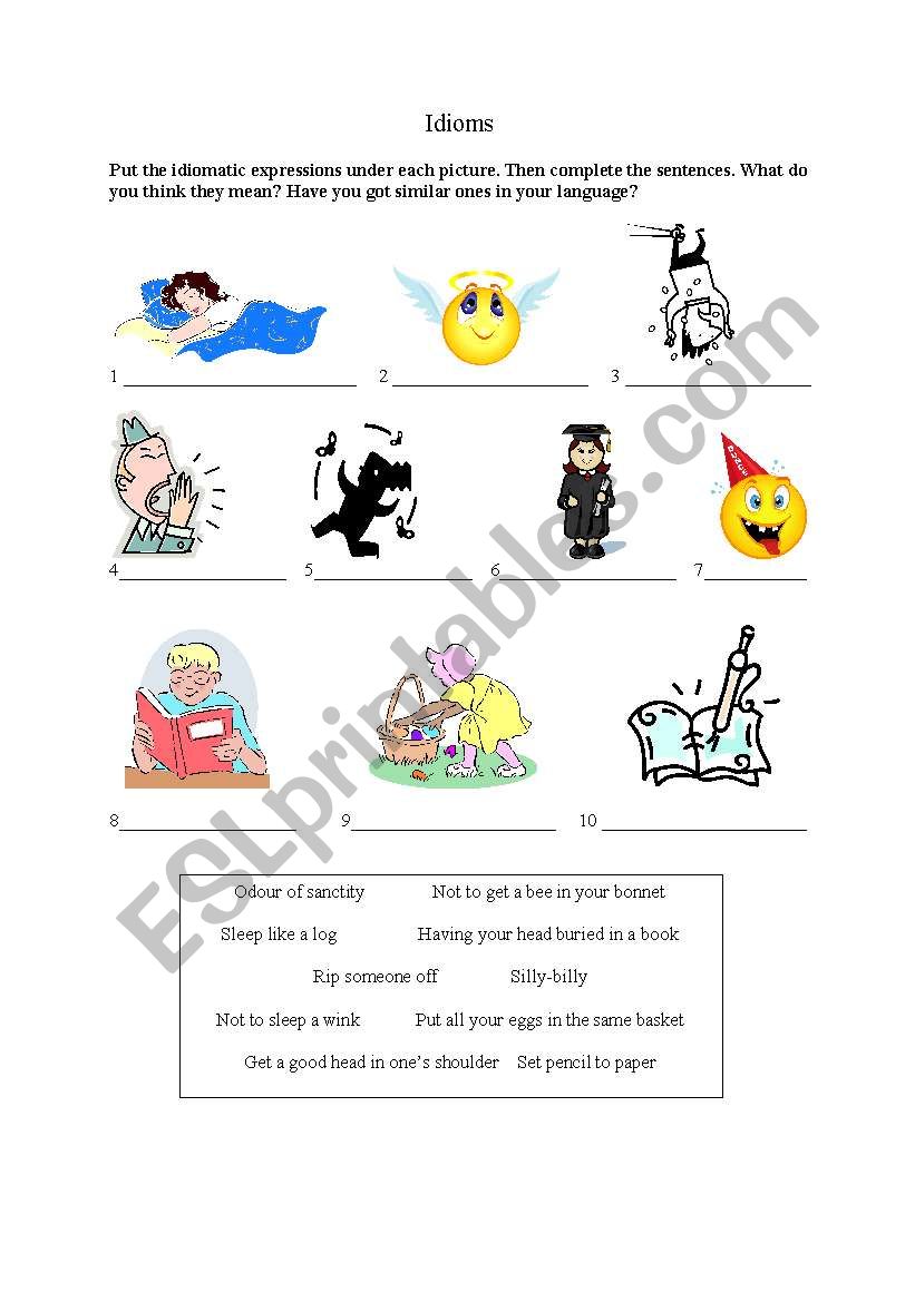 Idioms worksheet