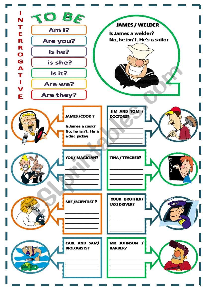  VERB TO BE INTERROGATIVE FORM ESL Worksheet By Evelinamaria