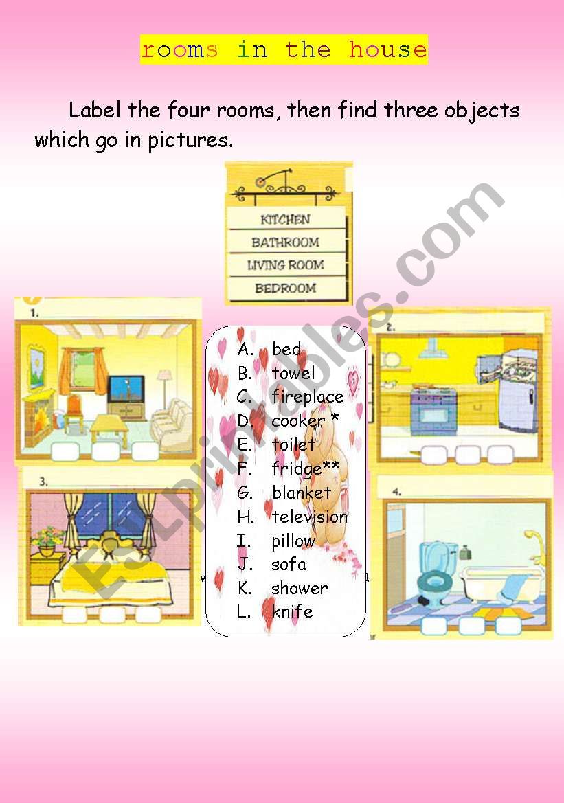 Room in the house worksheet