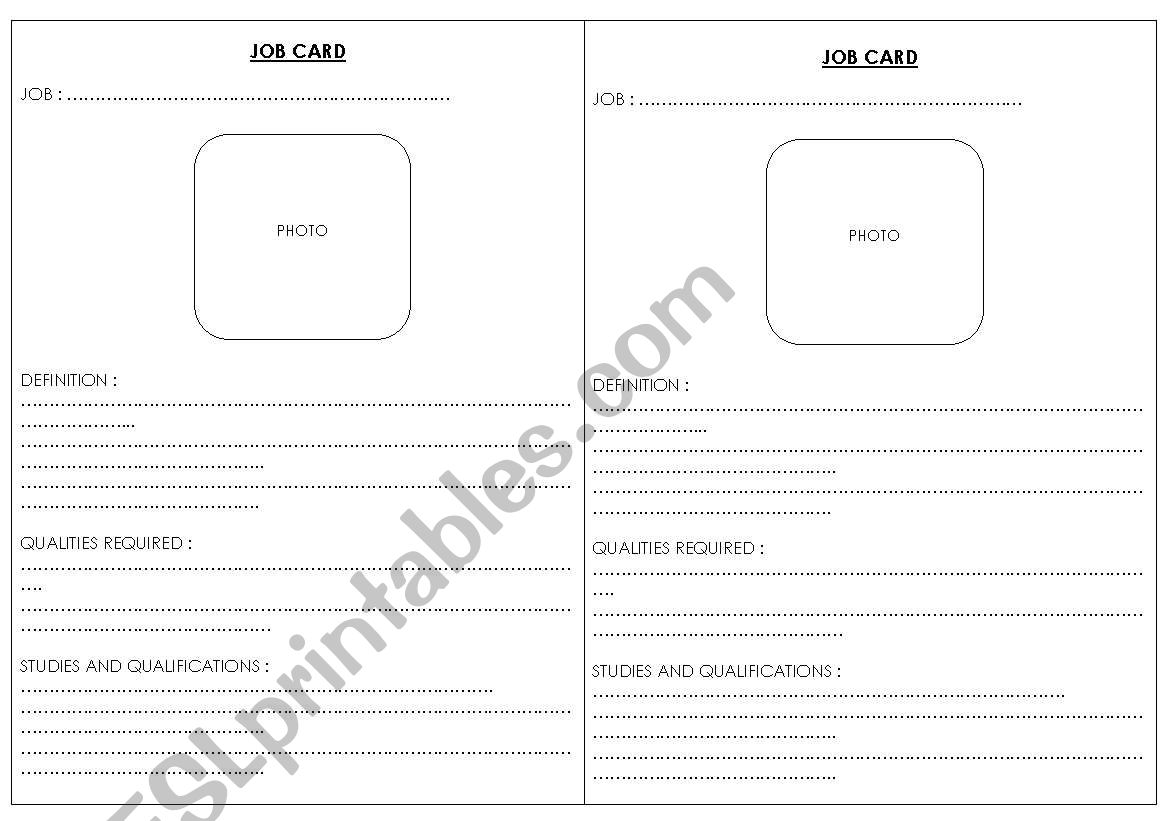 JOB CARD worksheet