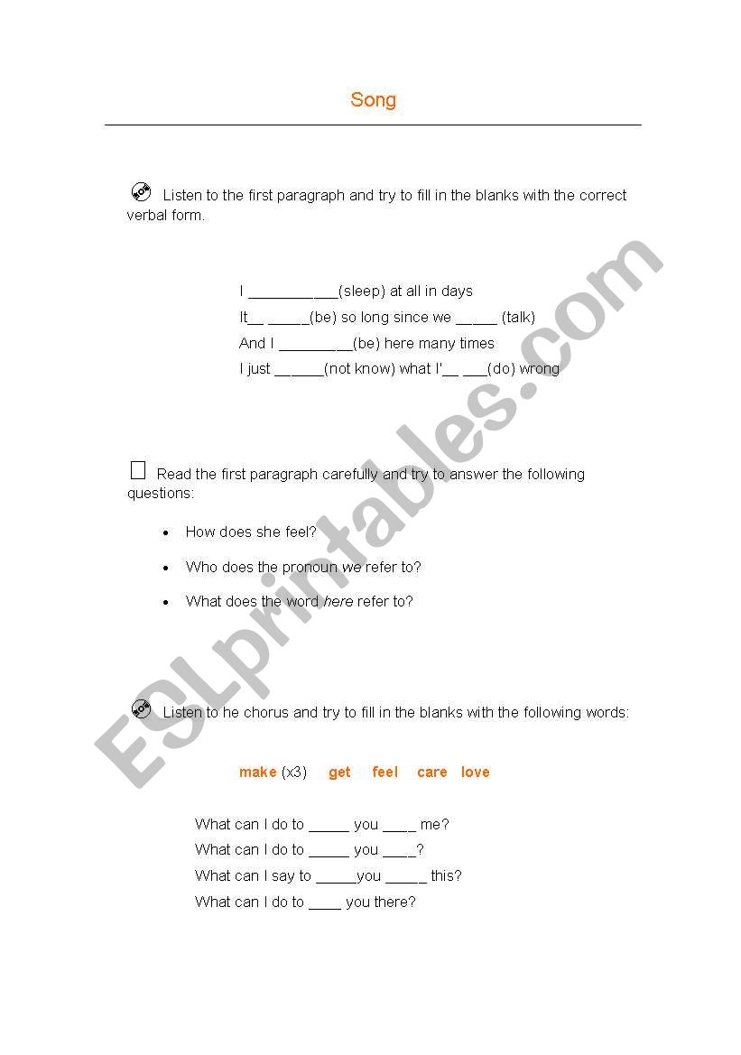 What Can I do by the Corrs worksheet