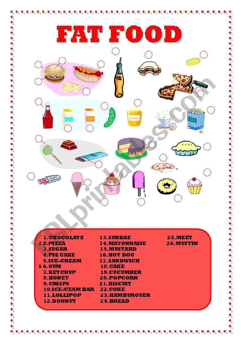 FAT FOOD worksheet