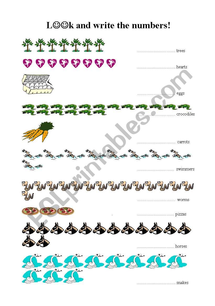 Look and write the numbers! worksheet