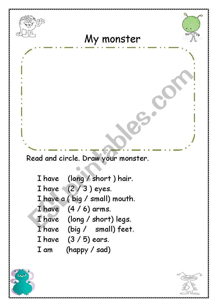 monster worksheet