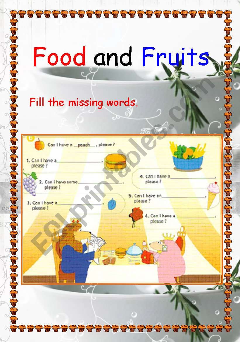 Food and Fruits worksheet