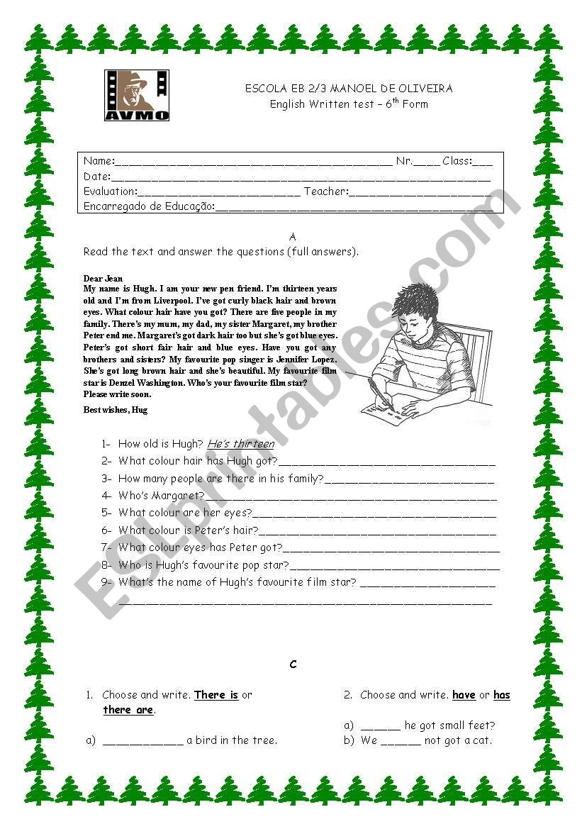 teste 6 ano worksheet