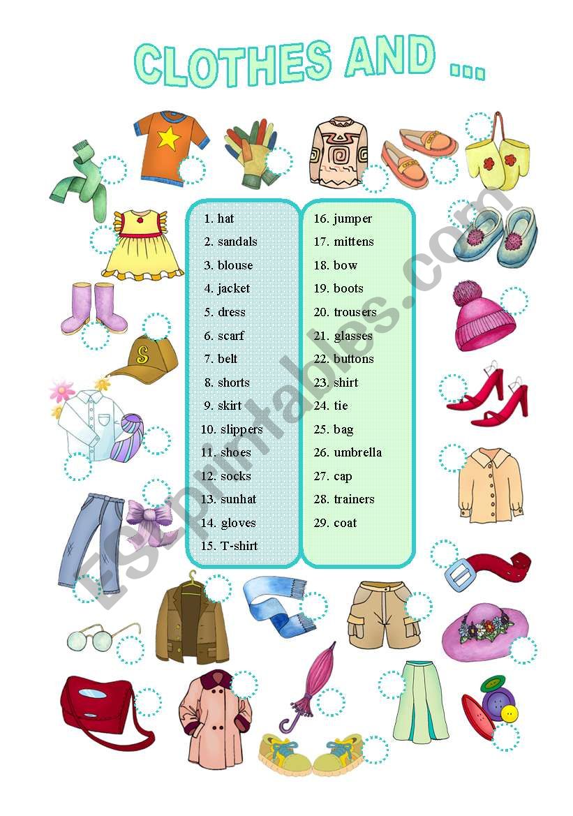 Clothes and ... (1/3) - ESL worksheet by silvanija
