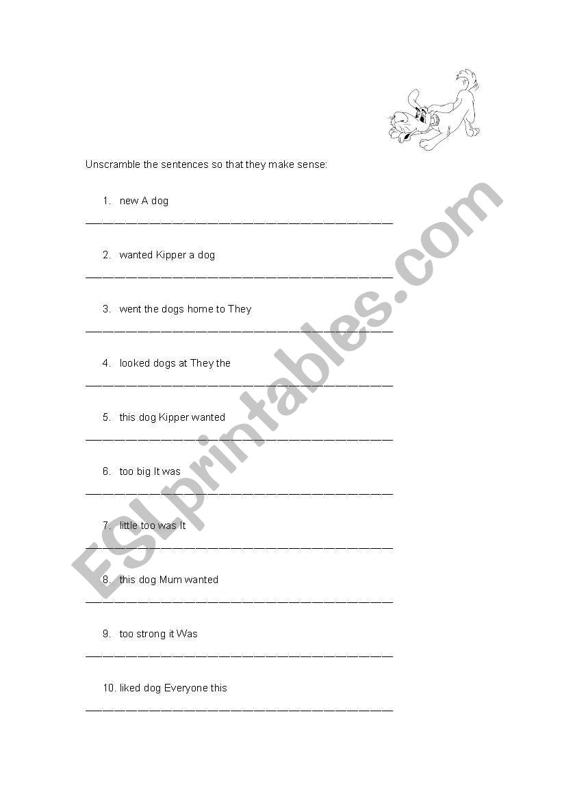 A new dog worksheet