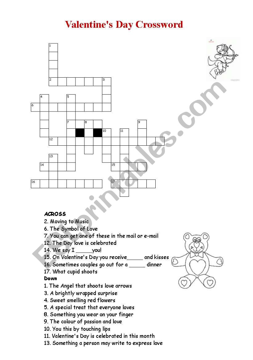 Valentine´s Day Crossword - ESL worksheet by Lidiana73