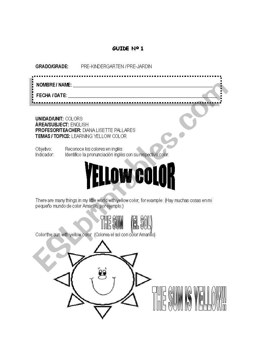 LEARNING YELLOW COLOR!! worksheet