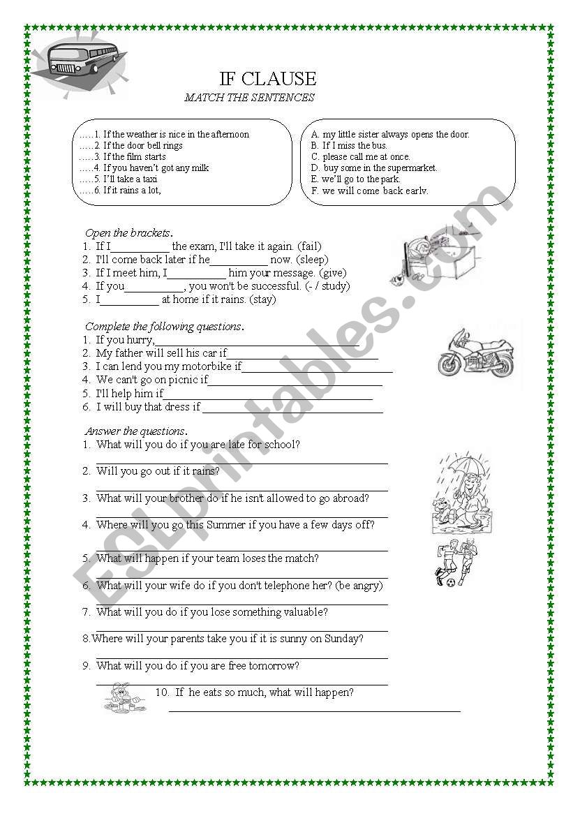 F clause type 1 worksheet