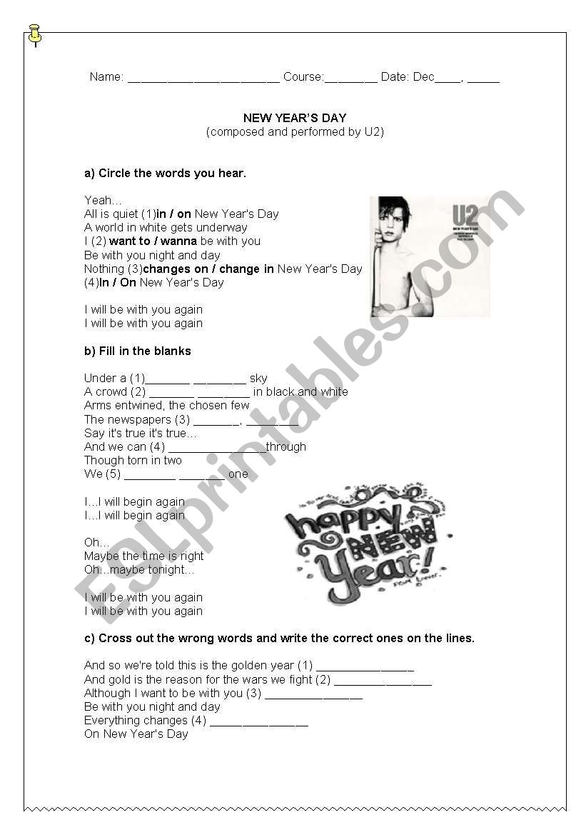 New Years Day Worksheet worksheet