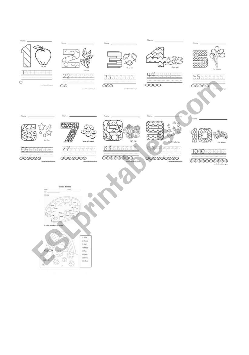 numbers worksheet