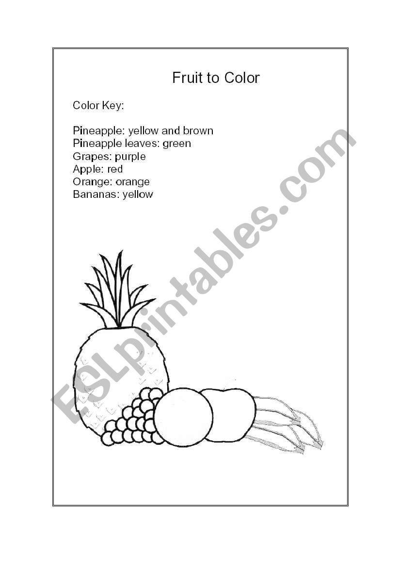 fruits and color worksheet