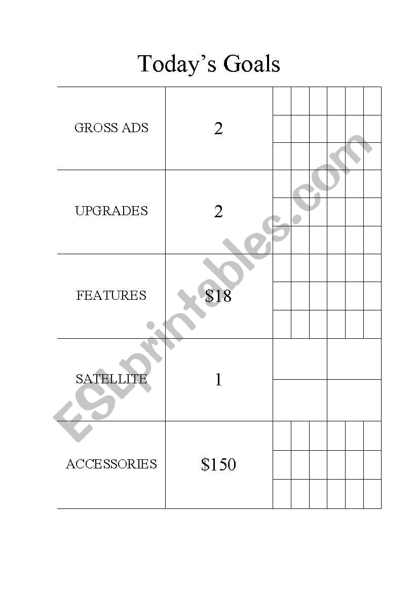 Goals worksheet