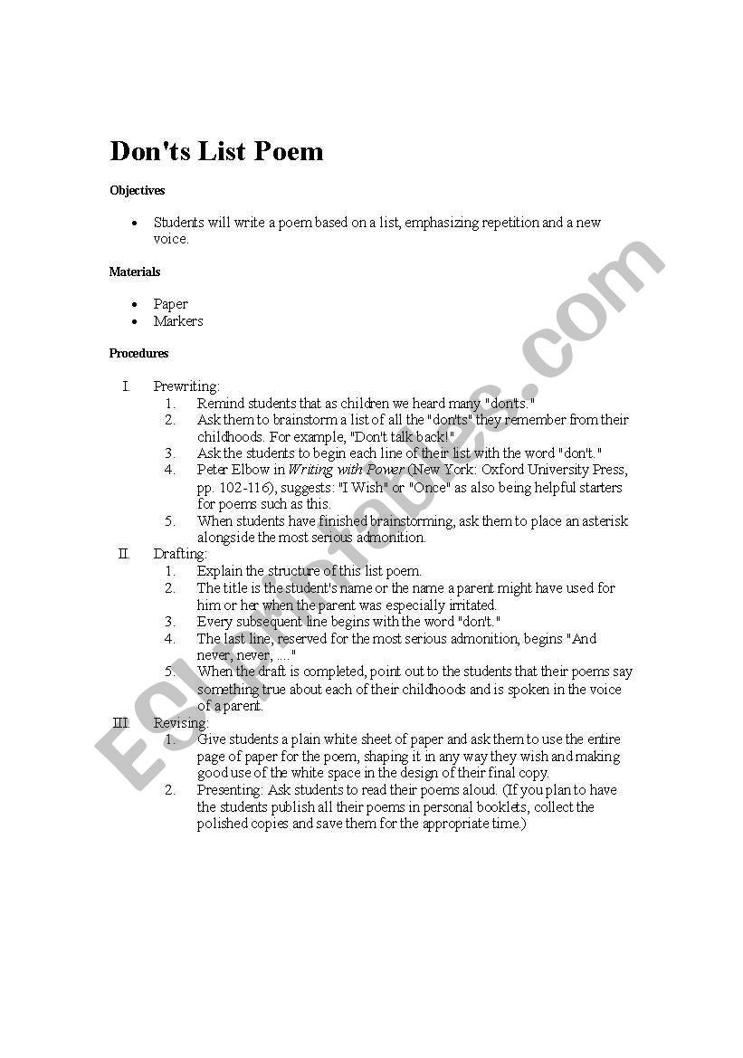 Tongue n Cheek Apology Poem worksheet