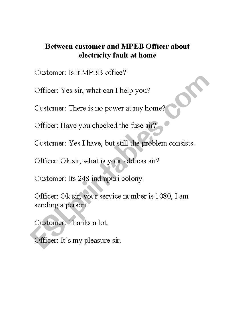 Telephonic Conversation worksheet