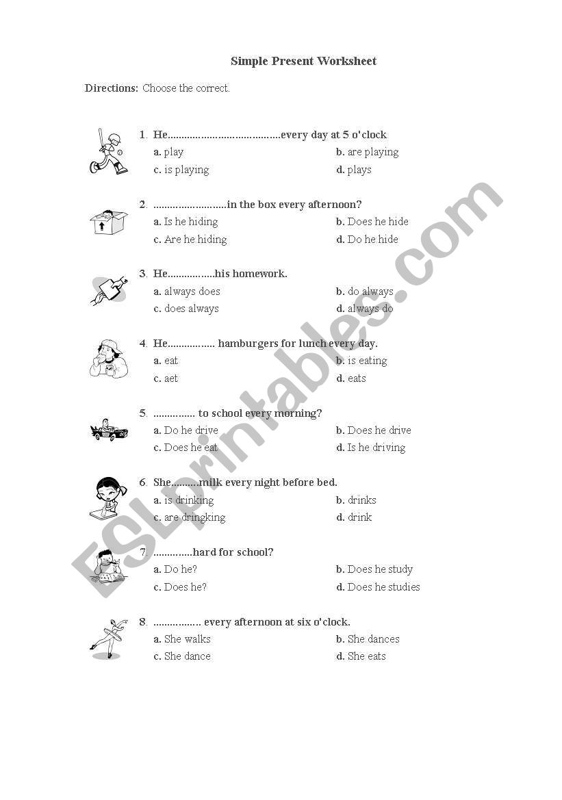 Simple Present. Worksheet worksheet