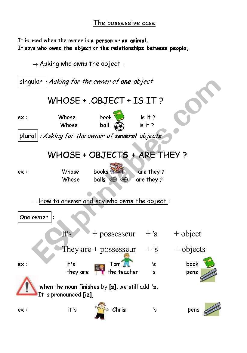 Possession ESL Worksheet By Faurfab