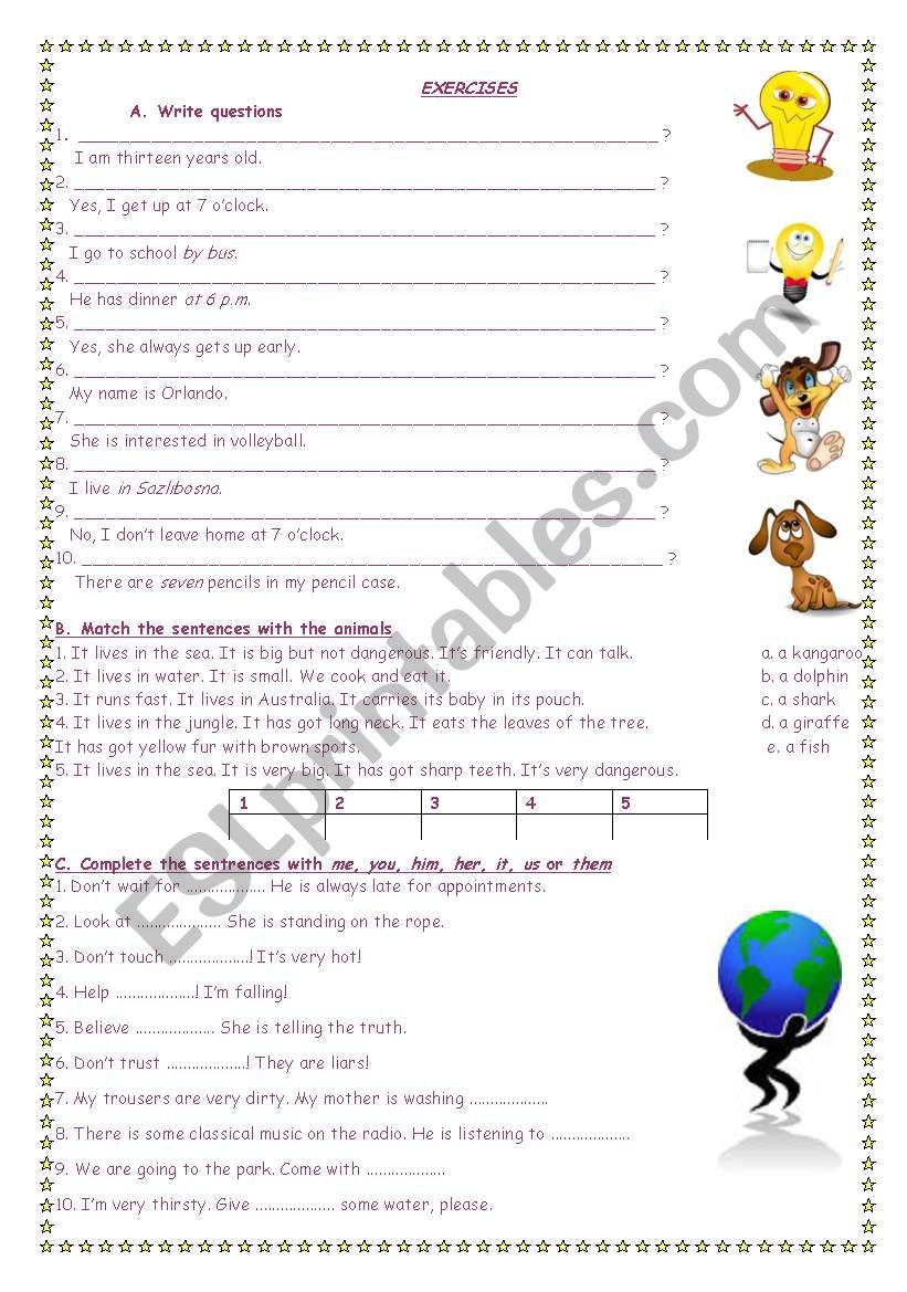 EXERCISES worksheet