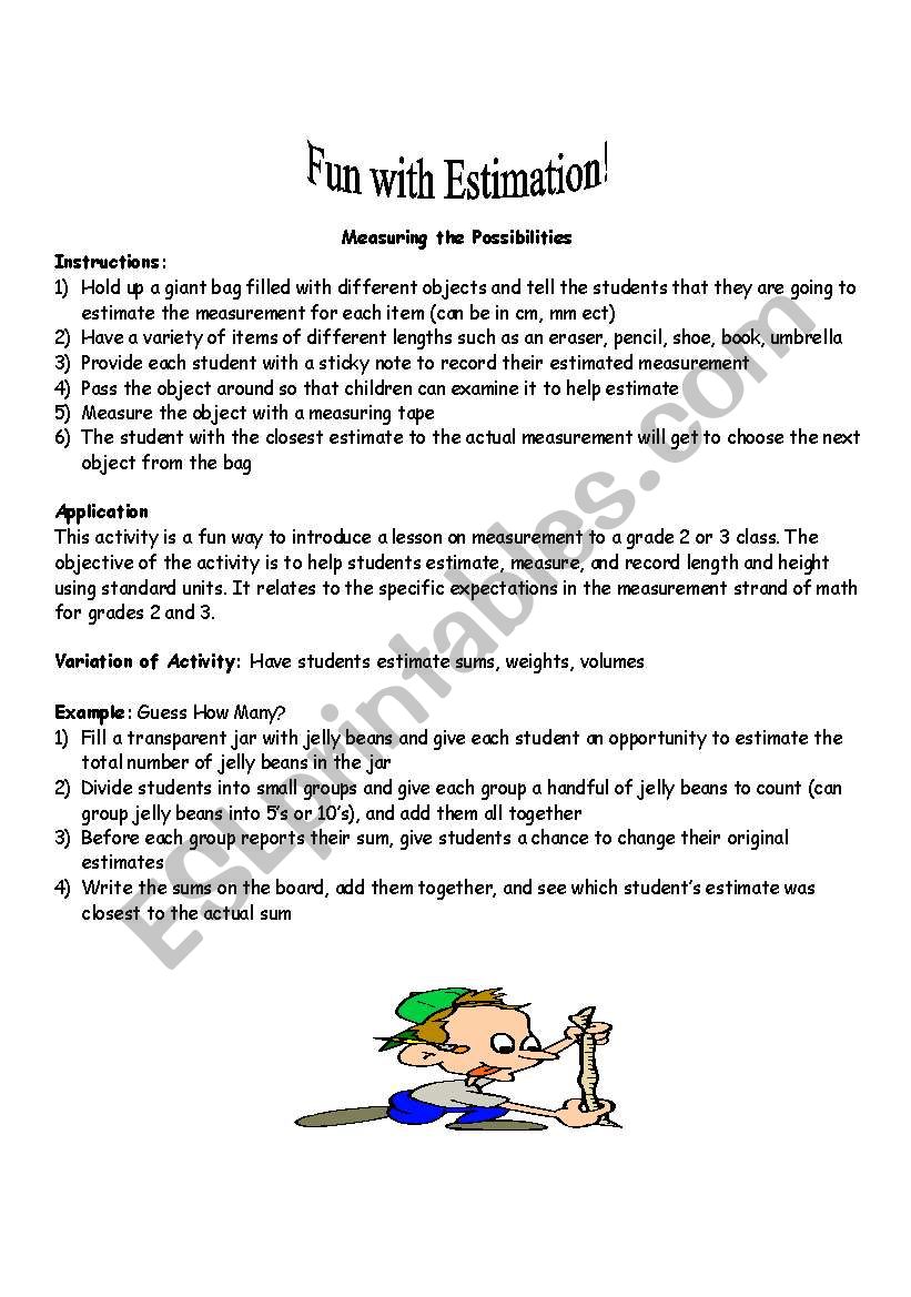 Fun with Estimation worksheet