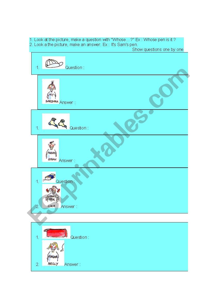 Whose exercise worksheet