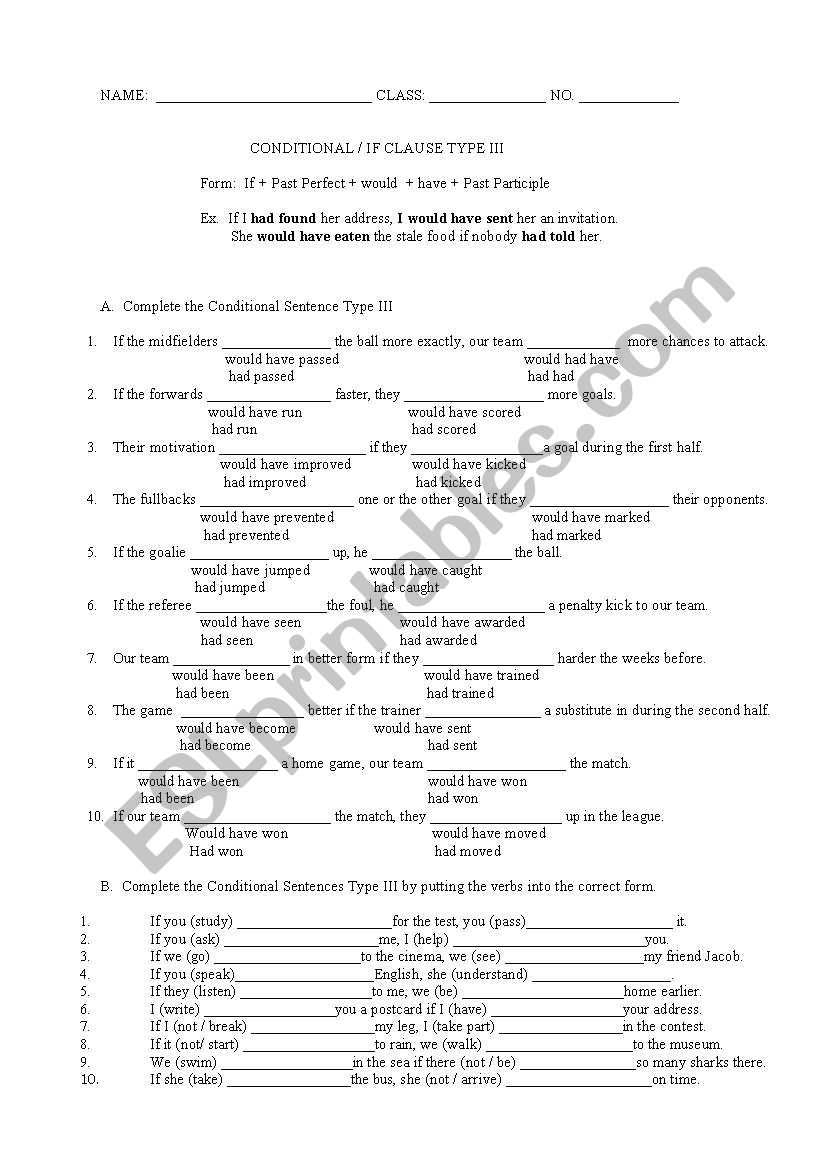 If Clause  worksheet