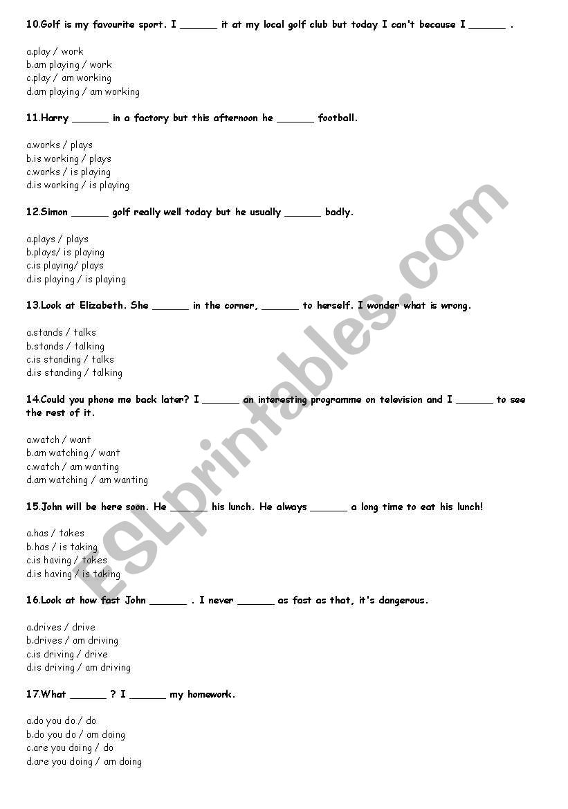 present simple vs present continuous part 2