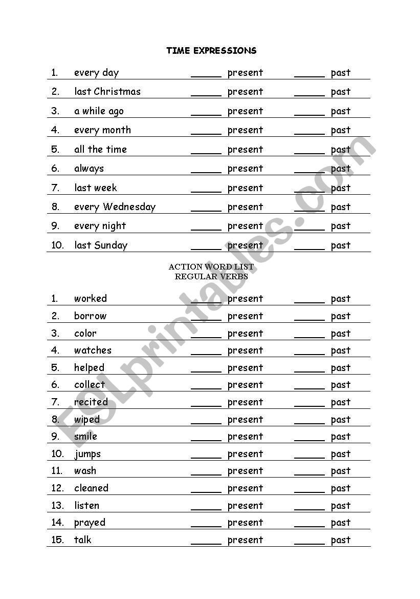 Tenses - Time Expressions worksheet