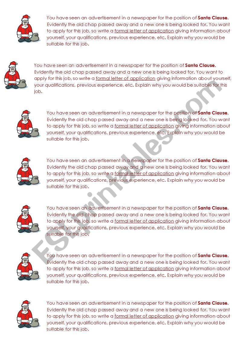 Santa Clause letter of application
