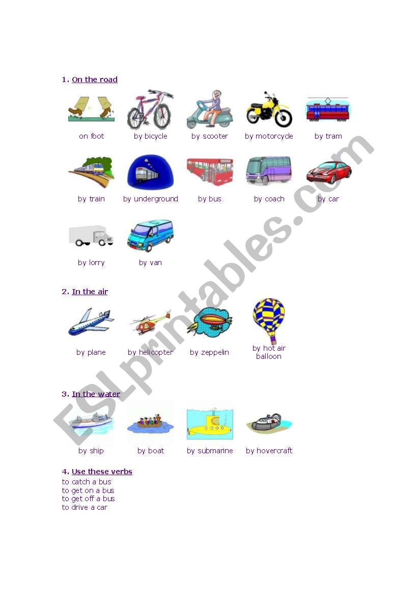 Means of transports worksheet