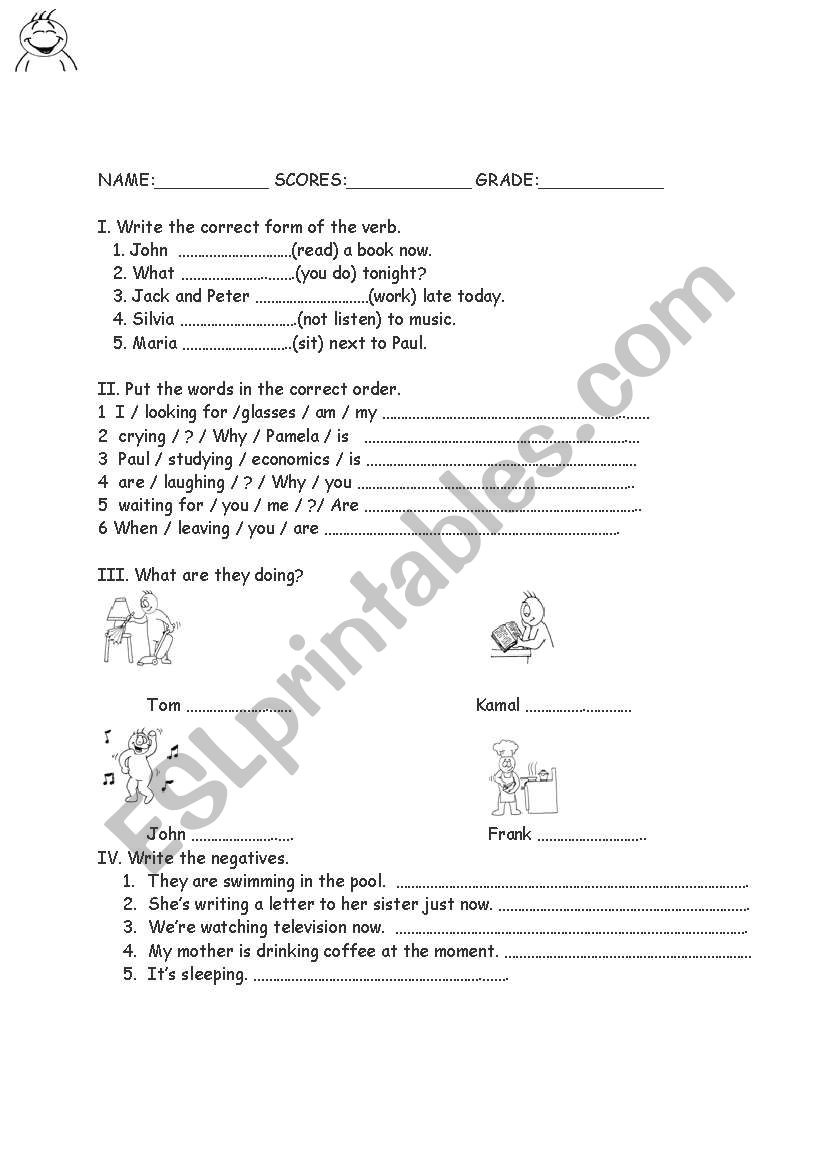 present continuous tense worksheet