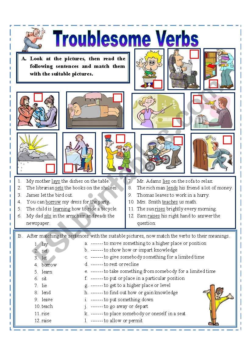 Troublesome Verbs ESL Worksheet By Missola